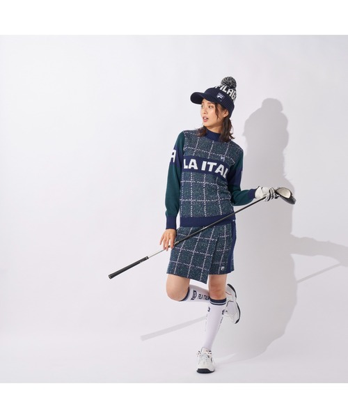 FILA GOLF(フィラゴルフ )の「FILA GOLF/フィラ ゴルフ クルーネック セーター チェック ジャガード ブランドロゴ リサイクル糸 ニット セーター スポーツウェア(ニット/セーター・レディース・ホワイト/グリーン/ピンク・LL/L/M)」の17枚目の写真
