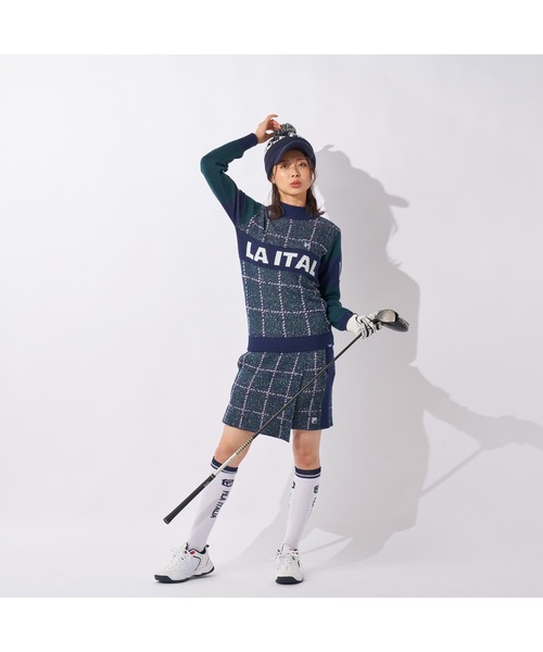 FILA GOLF(フィラゴルフ )の「FILA GOLF/フィラ ゴルフ クルーネック セーター チェック ジャガード ブランドロゴ リサイクル糸 ニット セーター スポーツウェア(ニット/セーター・レディース・ホワイト/グリーン/ピンク・LL/L/M)」の18枚目の写真