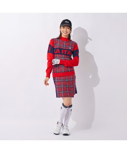 FILA GOLF(フィラゴルフ )の「FILA GOLF/フィラ ゴルフ クルーネック セーター チェック ジャガード ブランドロゴ リサイクル糸 ニット セーター スポーツウェア(ニット/セーター・レディース・ホワイト/グリーン/ピンク・LL/L/M)」の21枚目の写真