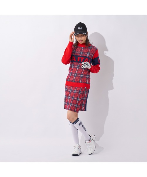 FILA GOLF(フィラゴルフ )の「FILA GOLF/フィラ ゴルフ クルーネック セーター チェック ジャガード ブランドロゴ リサイクル糸 ニット セーター スポーツウェア(ニット/セーター・レディース・ホワイト/グリーン/ピンク・LL/L/M)」の22枚目の写真