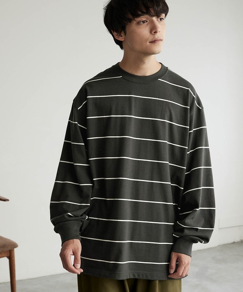 MONO-MART(モノマート)の「リラックスルーズベーシックボーダー L/S Tシャツ 2022AW(Tシャツ/カットソー・メンズ・チャコール/モカ/ネイビー/アイボリー・L/M)」の22枚目の写真