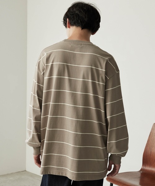MONO-MART(モノマート)の「リラックスルーズベーシックボーダー L/S Tシャツ 2022AW(Tシャツ/カットソー・メンズ・チャコール/モカ/ネイビー/アイボリー・L/M)」の5枚目の写真