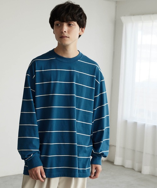 MONO-MART(モノマート)の「リラックスルーズベーシックボーダー L/S Tシャツ 2022AW(Tシャツ/カットソー・メンズ・チャコール/モカ/ネイビー/アイボリー・L/M)」の10枚目の写真