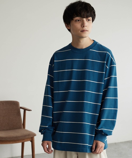 MONO-MART(モノマート)の「リラックスルーズベーシックボーダー L/S Tシャツ 2022AW(Tシャツ/カットソー・メンズ・チャコール/モカ/ネイビー/アイボリー・L/M)」の11枚目の写真