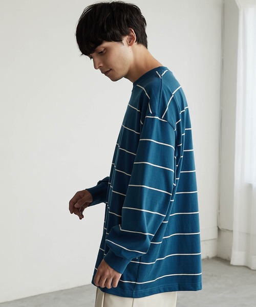MONO-MART(モノマート)の「リラックスルーズベーシックボーダー L/S Tシャツ 2022AW(Tシャツ/カットソー・メンズ・チャコール/モカ/ネイビー/アイボリー・L/M)」の13枚目の写真
