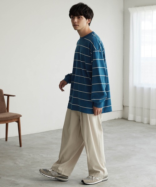 MONO-MART(モノマート)の「リラックスルーズベーシックボーダー L/S Tシャツ 2022AW(Tシャツ/カットソー・メンズ・チャコール/モカ/ネイビー/アイボリー・L/M)」の17枚目の写真