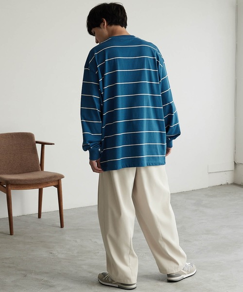 MONO-MART(モノマート)の「リラックスルーズベーシックボーダー L/S Tシャツ 2022AW(Tシャツ/カットソー・メンズ・チャコール/モカ/ネイビー/アイボリー・L/M)」の18枚目の写真