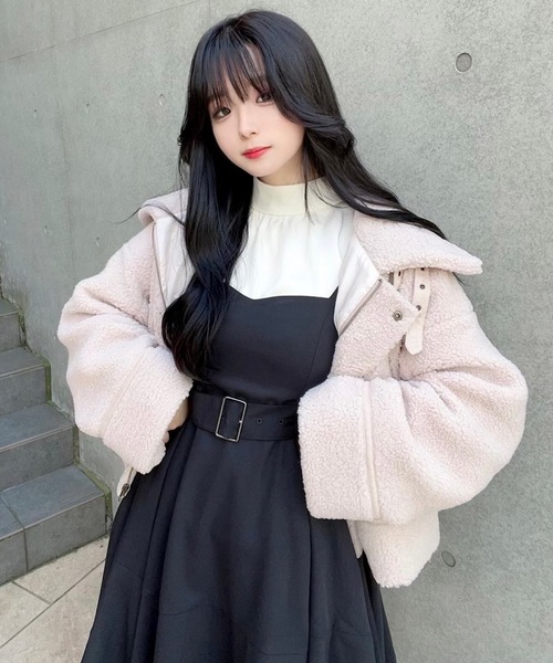 TITTY&CO.（ティティーアンドコー）の「【TITTY&CO.】ショートボアブルゾン（ブルゾン・レディース・ピンクベージュ/アイボリー・FREE）」の7枚目の写真