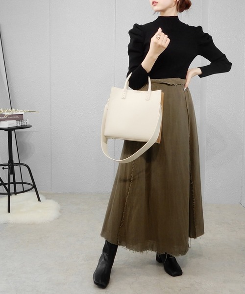 minia(ミニア)の「バイカラースクエアトートバッグ ◆(トートバッグ・レディース・アイボリー/モカ/パープル・FREE)」の19枚目の写真