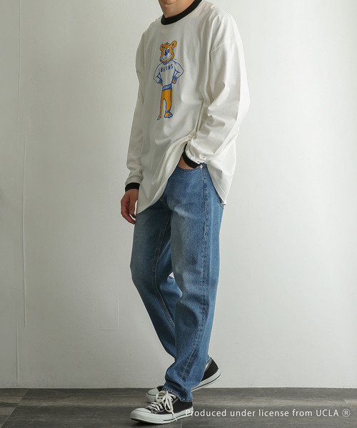 SENSE OF PLACE by URBAN RESEARCH（センスオブプレイスバイアーバンリサーチ）の「『別注』『ユニセックス』UCLA×SENSEOFPLACE　カレッジリンガーロングTシャツ（Tシャツ/カットソー・メンズ・ホワイト/グリーン・MEDIUM/LARGE）」の11枚目の写真