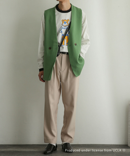 SENSE OF PLACE by URBAN RESEARCH（センスオブプレイスバイアーバンリサーチ）の「『別注』『ユニセックス』UCLA×SENSEOFPLACE　カレッジリンガーロングTシャツ（Tシャツ/カットソー・メンズ・ホワイト/グリーン・MEDIUM/LARGE）」の13枚目の写真