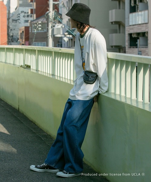 SENSE OF PLACE by URBAN RESEARCH（センスオブプレイスバイアーバンリサーチ）の「『別注』『ユニセックス』UCLA×SENSEOFPLACE　カレッジリンガーロングTシャツ（Tシャツ/カットソー・メンズ・ホワイト/グリーン・MEDIUM/LARGE）」の15枚目の写真