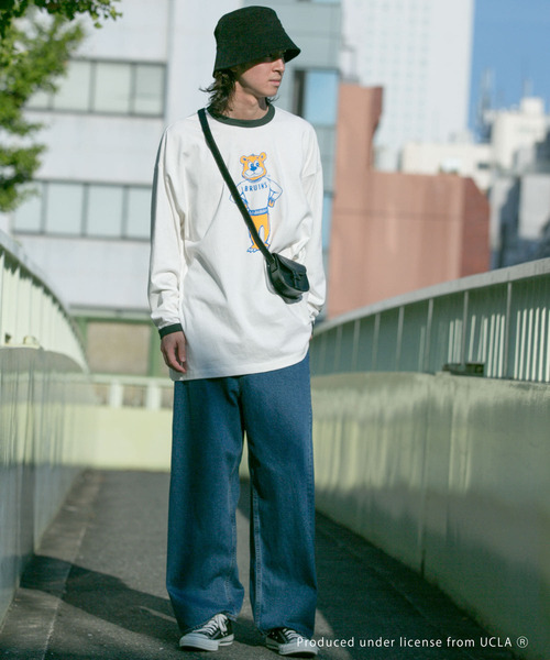 SENSE OF PLACE by URBAN RESEARCH（センスオブプレイスバイアーバンリサーチ）の「『別注』『ユニセックス』UCLA×SENSEOFPLACE　カレッジリンガーロングTシャツ（Tシャツ/カットソー・メンズ・ホワイト/グリーン・MEDIUM/LARGE）」の16枚目の写真