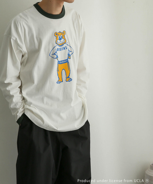 SENSE OF PLACE by URBAN RESEARCH（センスオブプレイスバイアーバンリサーチ）の「『別注』『ユニセックス』UCLA×SENSEOFPLACE　カレッジリンガーロングTシャツ（Tシャツ/カットソー・メンズ・ホワイト/グリーン・MEDIUM/LARGE）」の18枚目の写真