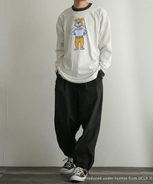 SENSE OF PLACE by URBAN RESEARCH（センスオブプレイスバイアーバンリサーチ）の「『別注』『ユニセックス』UCLA×SENSEOFPLACE　カレッジリンガーロングTシャツ（Tシャツ/カットソー・メンズ・ホワイト/グリーン・MEDIUM/LARGE）」の22枚目の写真