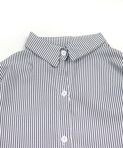 SHISKY(シスキー)の「ストライプ柄BIGシルエットシャツ(シャツ/ブラウス・レディース・ブラック/ブルー・M/XL)」の3枚目の写真