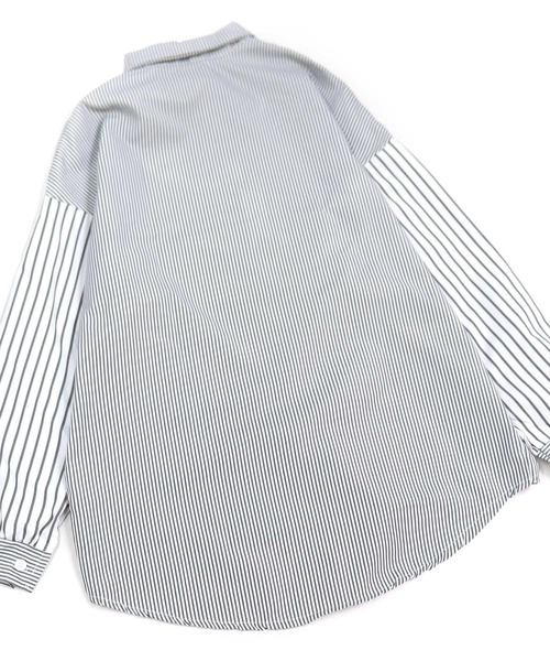 SHISKY(シスキー)の「ストライプ柄BIGシルエットシャツ(シャツ/ブラウス・レディース・ブラック/ブルー・M/XL)」の12枚目の写真