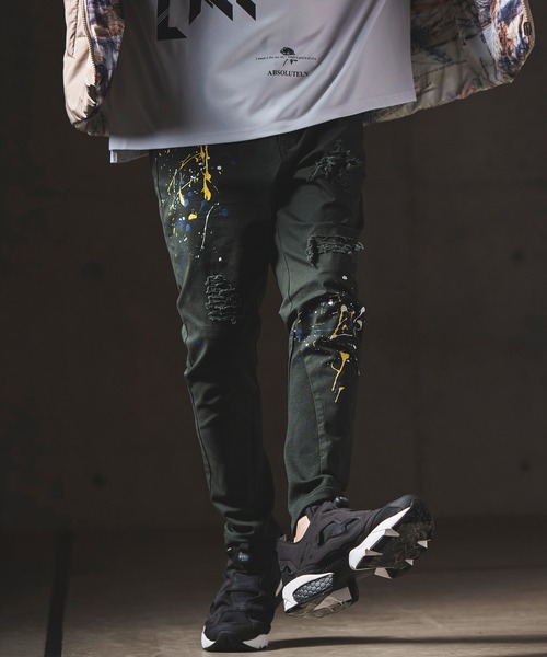 GLIMCLAP（グリムクラップ）の「mp10509-Used processing & hem oval rib design color pants パンツ（その他パンツ・メンズ・ブルー系その他/ダークカーキ/ブラック・L/M/S）」の3枚目の写真