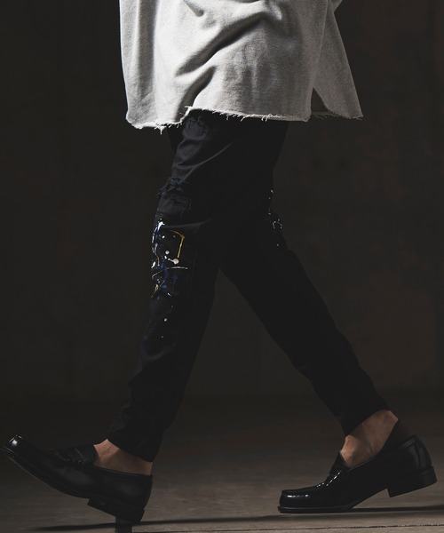 GLIMCLAP（グリムクラップ）の「mp10509-Used processing & hem oval rib design color pants パンツ（その他パンツ・メンズ・ブルー系その他/ダークカーキ/ブラック・L/M/S）」の14枚目の写真