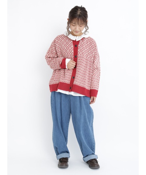 Samansa Mos2(サマンサ モスモス)の「ジャカード柄ニットカーディガン(カーディガン/ボレロ・レディース・ベージュ/レッド/ブラック/ミント・フリ-)」の12枚目の写真