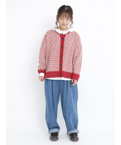 Samansa Mos2(サマンサ モスモス)の「ジャカード柄ニットカーディガン(カーディガン/ボレロ・レディース・ベージュ/レッド/ブラック/ミント・フリ-)」の13枚目の写真