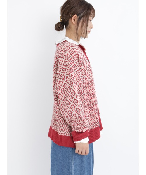 Samansa Mos2(サマンサ モスモス)の「ジャカード柄ニットカーディガン(カーディガン/ボレロ・レディース・ベージュ/レッド/ブラック/ミント・フリ-)」の16枚目の写真