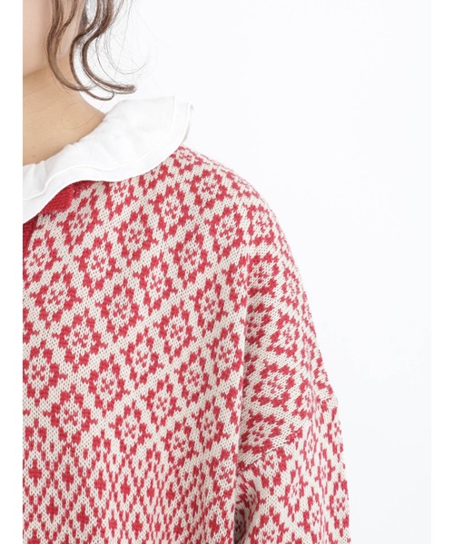 Samansa Mos2(サマンサ モスモス)の「ジャカード柄ニットカーディガン(カーディガン/ボレロ・レディース・ベージュ/レッド/ブラック/ミント・フリ-)」の19枚目の写真