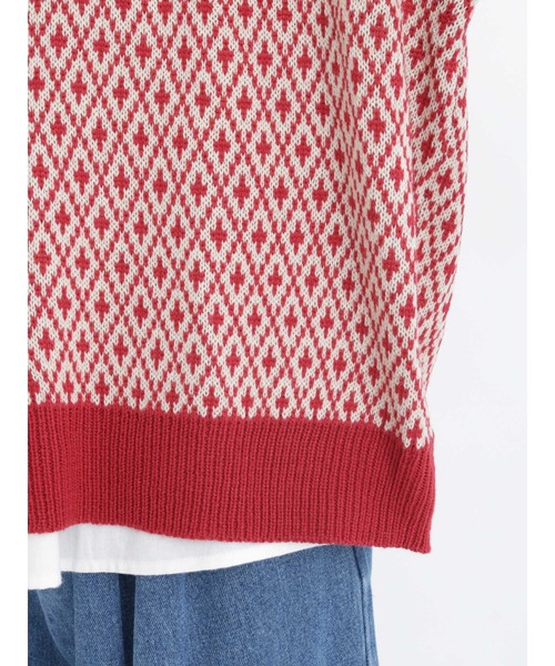 Samansa Mos2(サマンサ モスモス)の「ジャカード柄ニットカーディガン(カーディガン/ボレロ・レディース・ベージュ/レッド/ブラック/ミント・フリ-)」の7枚目の写真