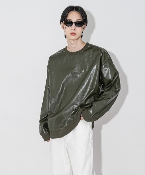 FOLLOWIN(フォロウィン)の「【UNISEX】グロッシートレーナーTシャツ(Tシャツ/カットソー・レディース・アイボリー/カーキ/ブラック・FREE)」の16枚目の写真