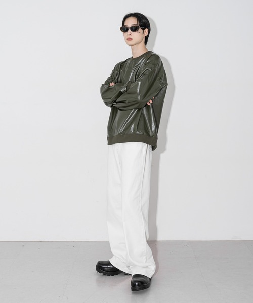 FOLLOWIN(フォロウィン)の「【UNISEX】グロッシートレーナーTシャツ(Tシャツ/カットソー・レディース・アイボリー/カーキ/ブラック・FREE)」の15枚目の写真