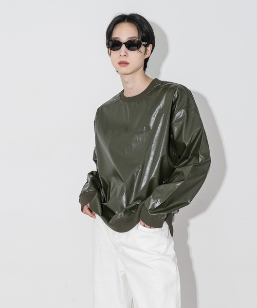 FOLLOWIN(フォロウィン)の「【UNISEX】グロッシートレーナーTシャツ(Tシャツ/カットソー・レディース・アイボリー/カーキ/ブラック・FREE)」の17枚目の写真