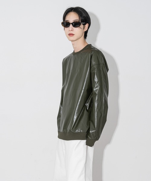 FOLLOWIN(フォロウィン)の「【UNISEX】グロッシートレーナーTシャツ(Tシャツ/カットソー・レディース・アイボリー/カーキ/ブラック・FREE)」の22枚目の写真