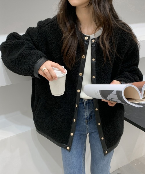 ABITOKYO（アビトーキョー）の「オーバーサイズボリュームボアブルゾン（ブルゾン・レディース・ブラック/ホワイト・FREE）」の9枚目の写真