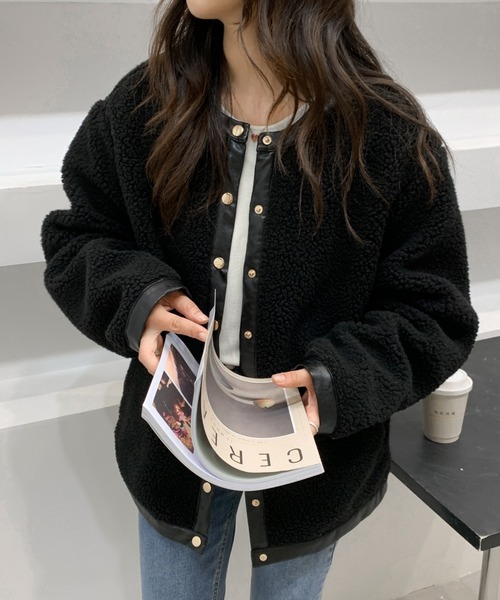 ABITOKYO（アビトーキョー）の「オーバーサイズボリュームボアブルゾン（ブルゾン・レディース・ブラック/ホワイト・FREE）」の10枚目の写真