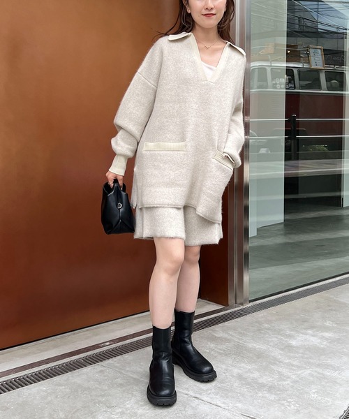 CAPRICIEUX LE'MAGE(カプリシューレマージュ)の「FOX Wフェイス襟ニット(ニット/セーター・レディース・グレー/ベージュ・FREE)」の20枚目の写真