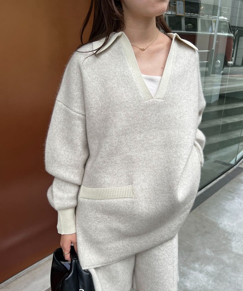 CAPRICIEUX LE'MAGE(カプリシューレマージュ)の「FOX Wフェイス襟ニット(ニット/セーター・レディース・グレー/ベージュ・FREE)」の13枚目の写真