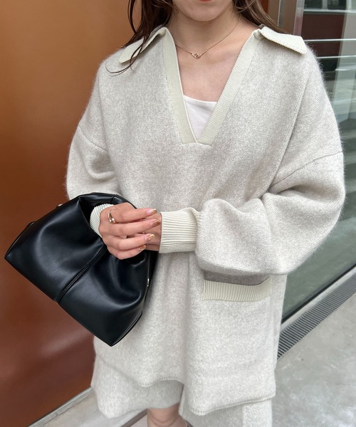 CAPRICIEUX LE'MAGE(カプリシューレマージュ)の「FOX Wフェイス襟ニット(ニット/セーター・レディース・グレー/ベージュ・FREE)」の15枚目の写真