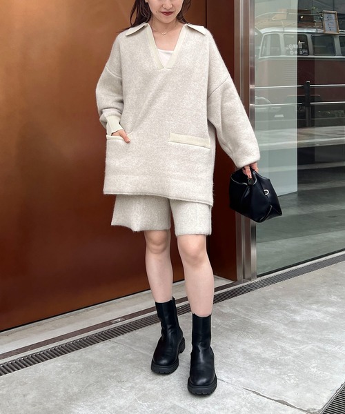 CAPRICIEUX LE'MAGE(カプリシューレマージュ)の「FOX Wフェイス襟ニット(ニット/セーター・レディース・グレー/ベージュ・FREE)」の18枚目の写真