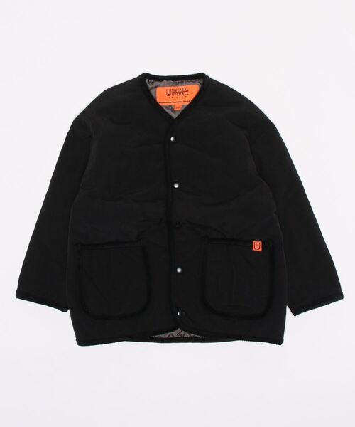 UNIVERSAL OVERALL（ユニバーサルオーバーオール）の「【72】【UNIVERSAL OVERALL】KIDS QUILT JACKET（ノーカラーコート・キッズ・ブラック/アイボリー・110/130/140/120/150）」の2枚目の写真