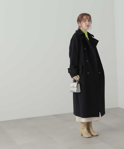 N.（N. Natural Beauty Basic）（エヌエヌナチュラルビューティーベーシック）の「【S Size Line】◆ビーバーメルトンダブルコート（チェスターコート・レディース・ブラック/ベージュ/グリーン・SMALL/MEDIUM）」の18枚目の写真