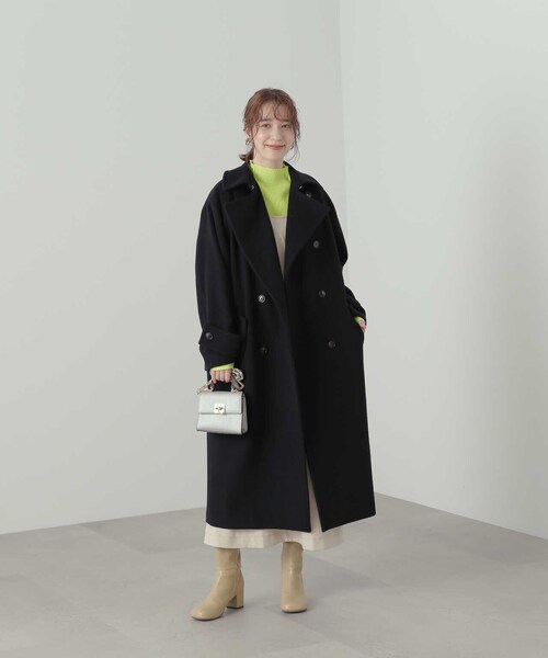 N.（N. Natural Beauty Basic）（エヌエヌナチュラルビューティーベーシック）の「【S Size Line】◆ビーバーメルトンダブルコート（チェスターコート・レディース・ブラック/ベージュ/グリーン・SMALL/MEDIUM）」の19枚目の写真