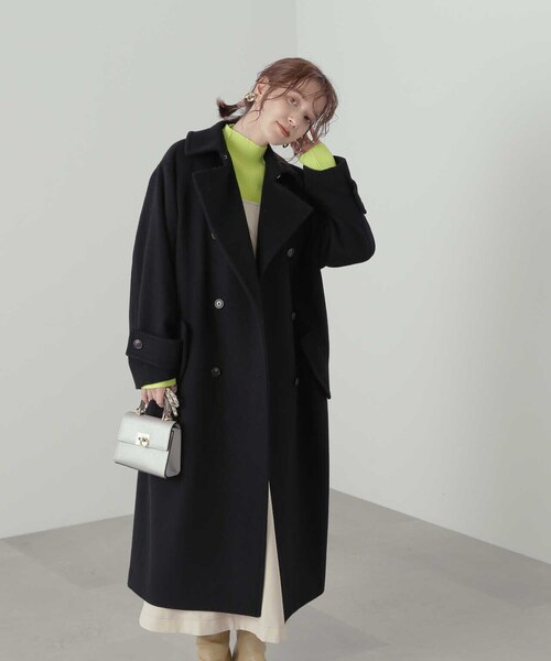 N.（N. Natural Beauty Basic）（エヌエヌナチュラルビューティーベーシック）の「【S Size Line】◆ビーバーメルトンダブルコート（チェスターコート・レディース・ブラック/ベージュ/グリーン・SMALL/MEDIUM）」の20枚目の写真