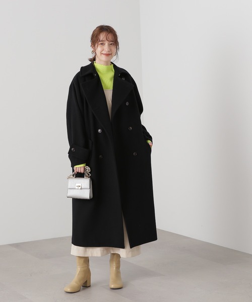 N.（N. Natural Beauty Basic）（エヌエヌナチュラルビューティーベーシック）の「【S Size Line】◆ビーバーメルトンダブルコート（チェスターコート・レディース・ブラック/ベージュ/グリーン・SMALL/MEDIUM）」の4枚目の写真