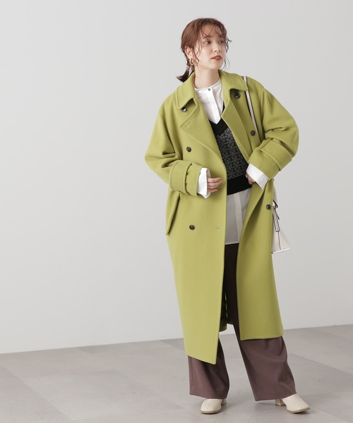 N.（N. Natural Beauty Basic）（エヌエヌナチュラルビューティーベーシック）の「【S Size Line】◆ビーバーメルトンダブルコート（チェスターコート・レディース・ブラック/ベージュ/グリーン・SMALL/MEDIUM）」の8枚目の写真