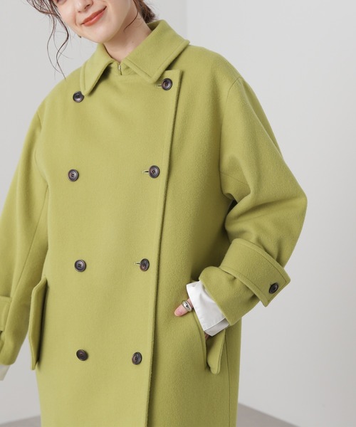 N.（N. Natural Beauty Basic）（エヌエヌナチュラルビューティーベーシック）の「【S Size Line】◆ビーバーメルトンダブルコート（チェスターコート・レディース・ブラック/ベージュ/グリーン・SMALL/MEDIUM）」の14枚目の写真