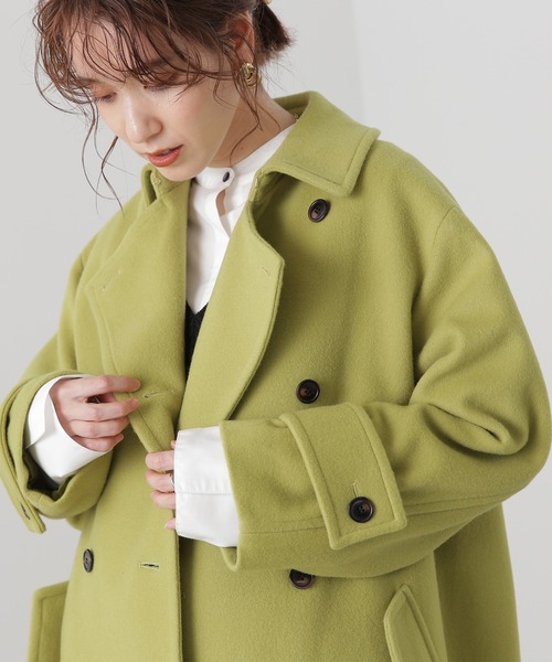 N.（N. Natural Beauty Basic）（エヌエヌナチュラルビューティーベーシック）の「【S Size Line】◆ビーバーメルトンダブルコート（チェスターコート・レディース・ブラック/ベージュ/グリーン・SMALL/MEDIUM）」の10枚目の写真