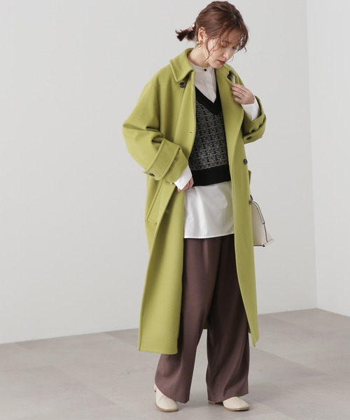 N.（N. Natural Beauty Basic）（エヌエヌナチュラルビューティーベーシック）の「【S Size Line】◆ビーバーメルトンダブルコート（チェスターコート・レディース・ブラック/ベージュ/グリーン・SMALL/MEDIUM）」の7枚目の写真