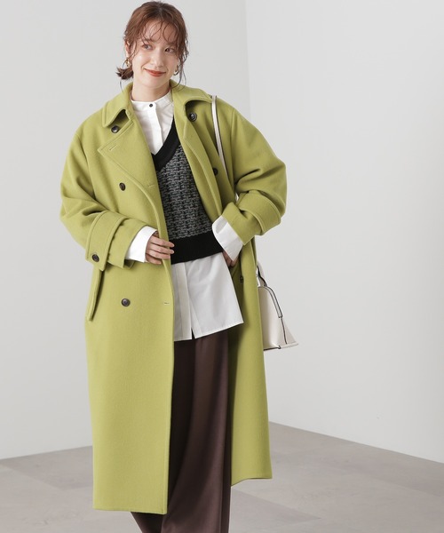 N.（N. Natural Beauty Basic）（エヌエヌナチュラルビューティーベーシック）の「【S Size Line】◆ビーバーメルトンダブルコート（チェスターコート・レディース・ブラック/ベージュ/グリーン・SMALL/MEDIUM）」の16枚目の写真