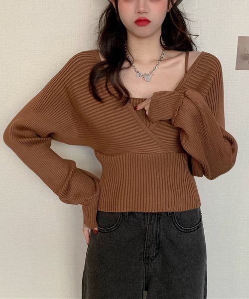 urge:(アージコロン )の「【URGE:】カシュクール リブ 長袖ニット(ニット/セーター・レディース・ブラック/ホワイト/ブラウン/レッド/ピンク・SMALL/MEDIUM/LARGE)」の21枚目の写真