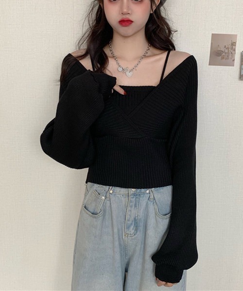 urge:(アージコロン )の「【URGE:】カシュクール リブ 長袖ニット(ニット/セーター・レディース・ブラック/ホワイト/ブラウン/レッド/ピンク・SMALL/MEDIUM/LARGE)」の13枚目の写真